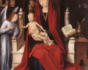 Virgin Enthroned with Child and Angel - 汉斯·梅姆林